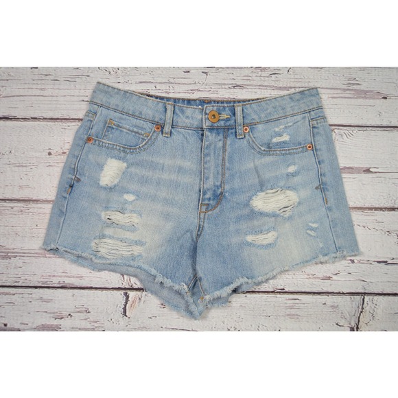 Bethany Mota Women's Juniors High Rise Jean Shorts Distressed Size 2 Pre-Owned - Picture 2 of 12